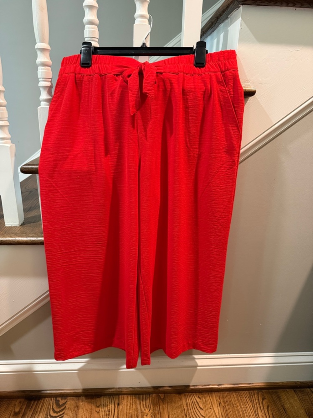 Counterparts Bright Red Tie-Waist Wide Leg Pants, great air flow material,